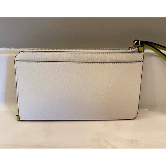 Kate Spade New York Lucy Zip Close Wristlet Wallet Clutch Cream & Green NWOT - Picture 6 of 11